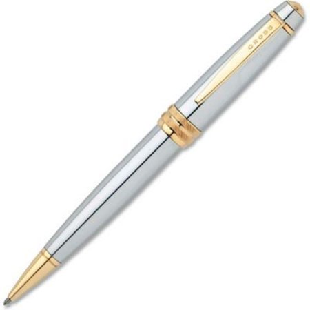 A.T. CROSS Cross® Executive Styled Ballpoint Pen, Chrome Ink, Chrome Barrel, 1 Each AT0452S6